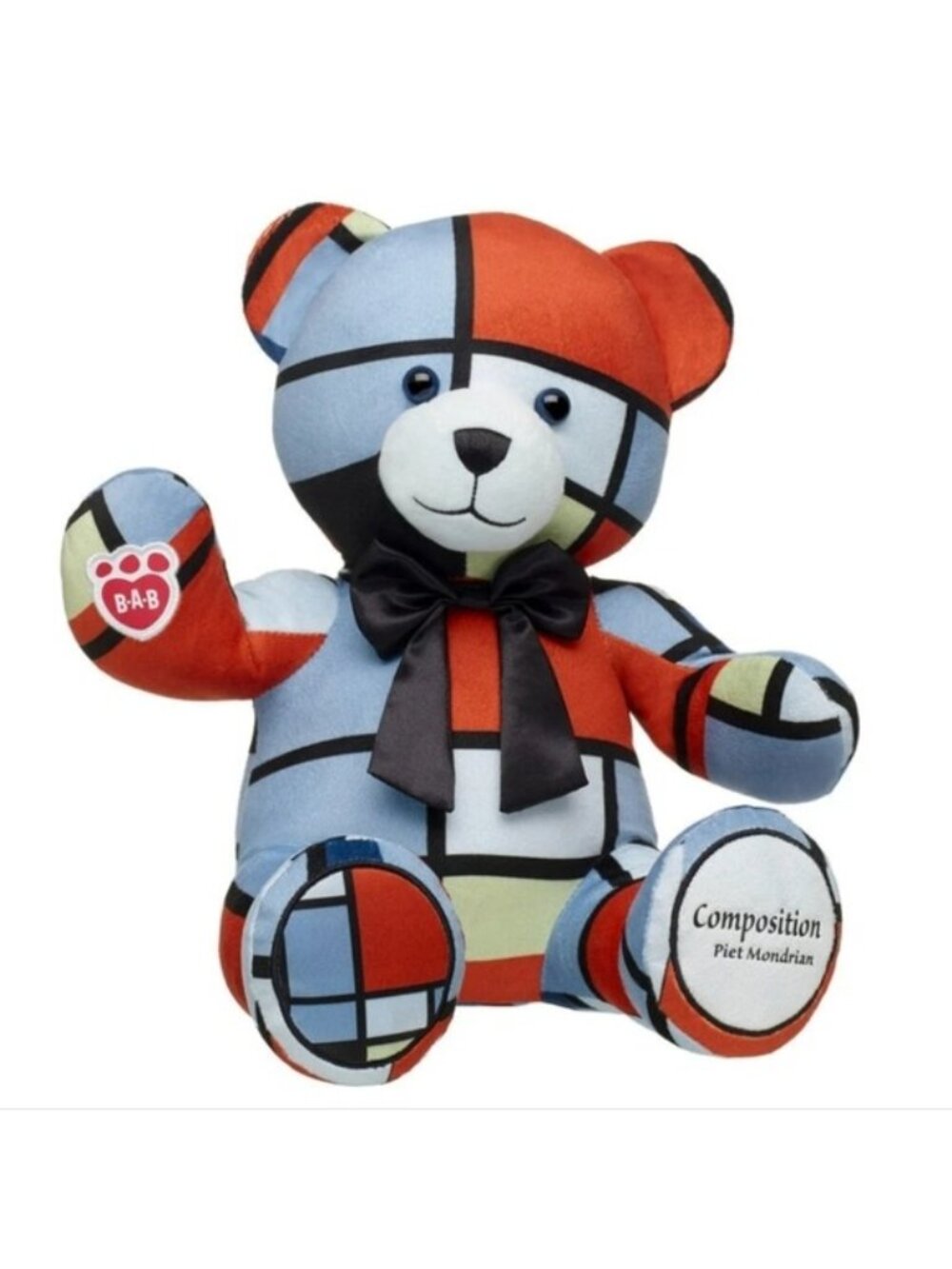 Build-A-Bear Artist Collection Mondrian Composition Teddy Bear with Gifting Bow